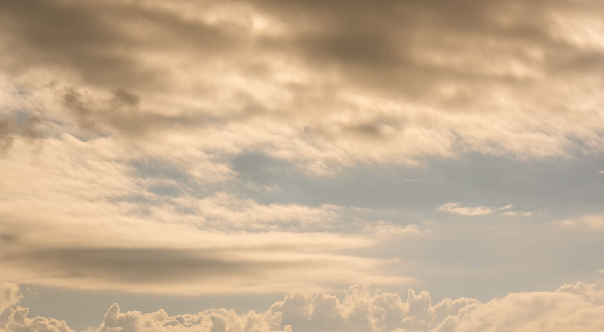 A calm dawn sky with soft clouds